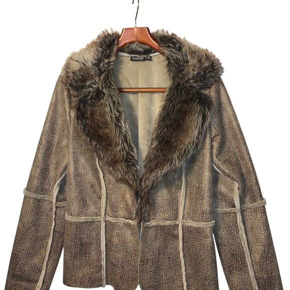 Allen B Faux Fur collared coat sz L - Picture 2 of 10
